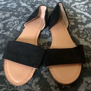 Black open toed flats